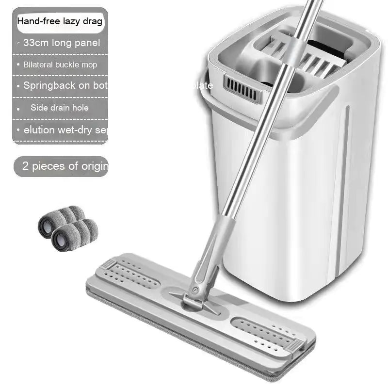 Hands-Free Flat Mop and Bucket Set - Wet and Dry Separation