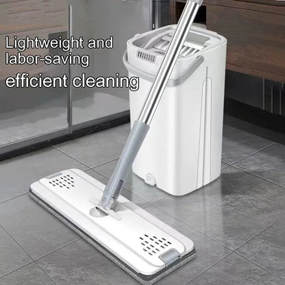 Hands-Free Flat Mop and Bucket Set - Wet and Dry Separation