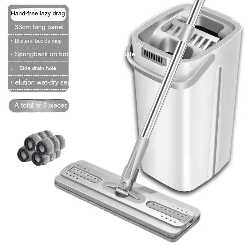 Hands-Free Flat Mop and Bucket Set - Wet and Dry Separation