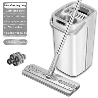 Hands-Free Flat Mop and Bucket Set - Wet and Dry Separation