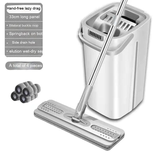 Hands-Free Flat Mop and Bucket Set - Wet and Dry Separation
