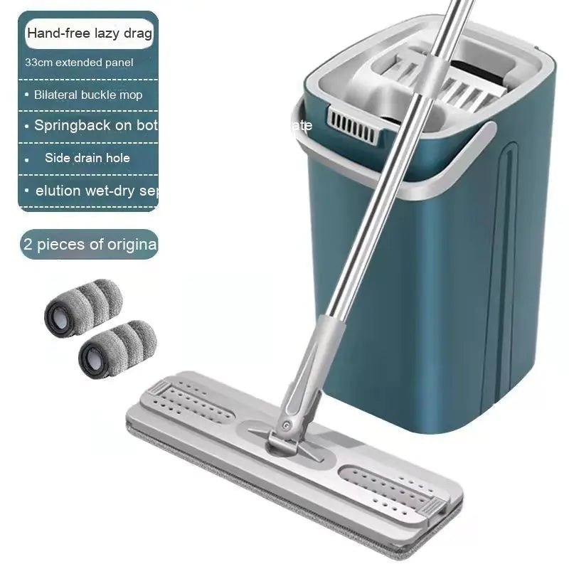 Hands-Free Flat Mop and Bucket Set - Wet and Dry Separation