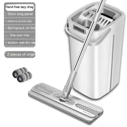 Hands-Free Flat Mop and Bucket Set - Wet and Dry Separation