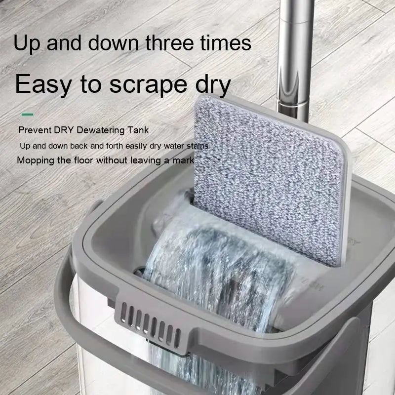 Hands-Free Flat Mop and Bucket Set - Wet and Dry Separation